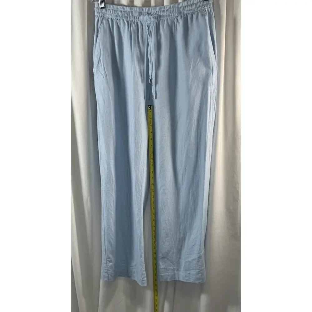 Zara Light Blue Linen Drawstring Pants